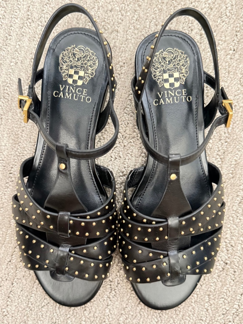 New Vince Camuto Chaya Sandals Black Women's Size 7